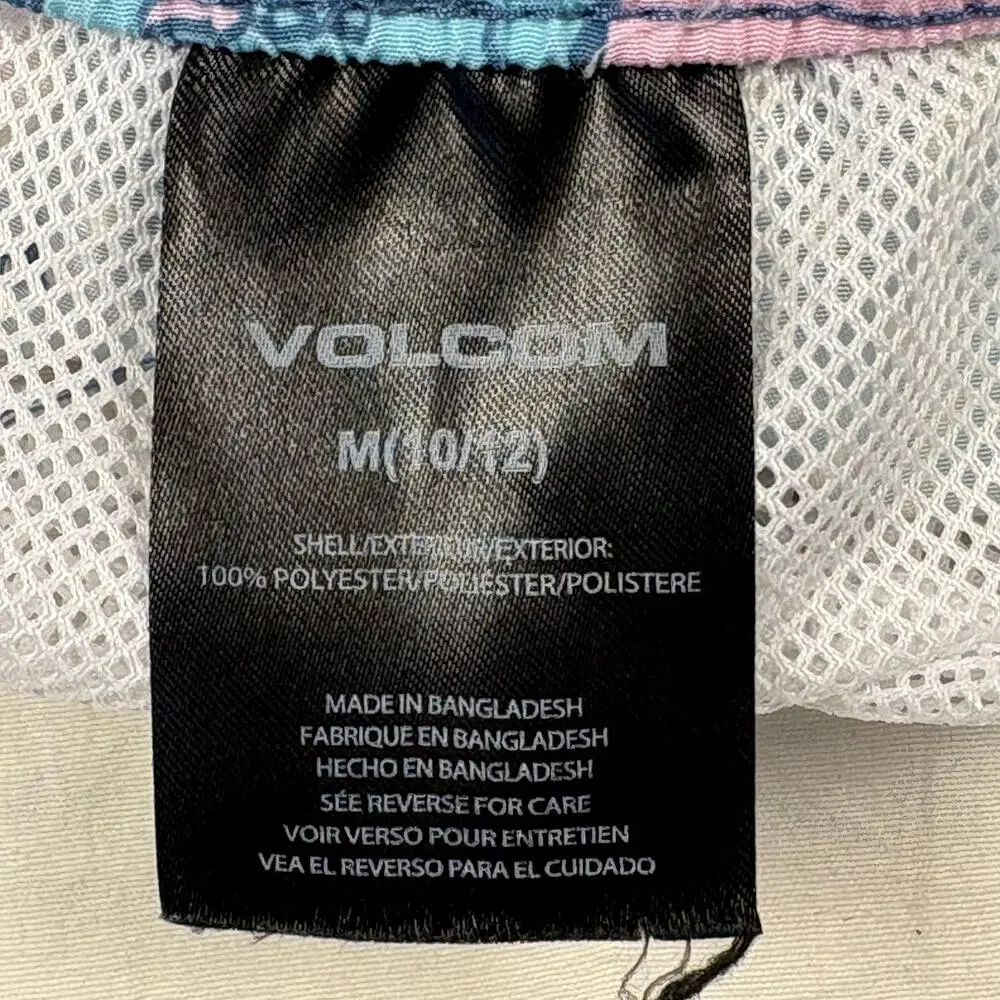 Volcom Swim Trunks Boys M (10-12) Teal Pink Board Shorts Vacation Beach Pool